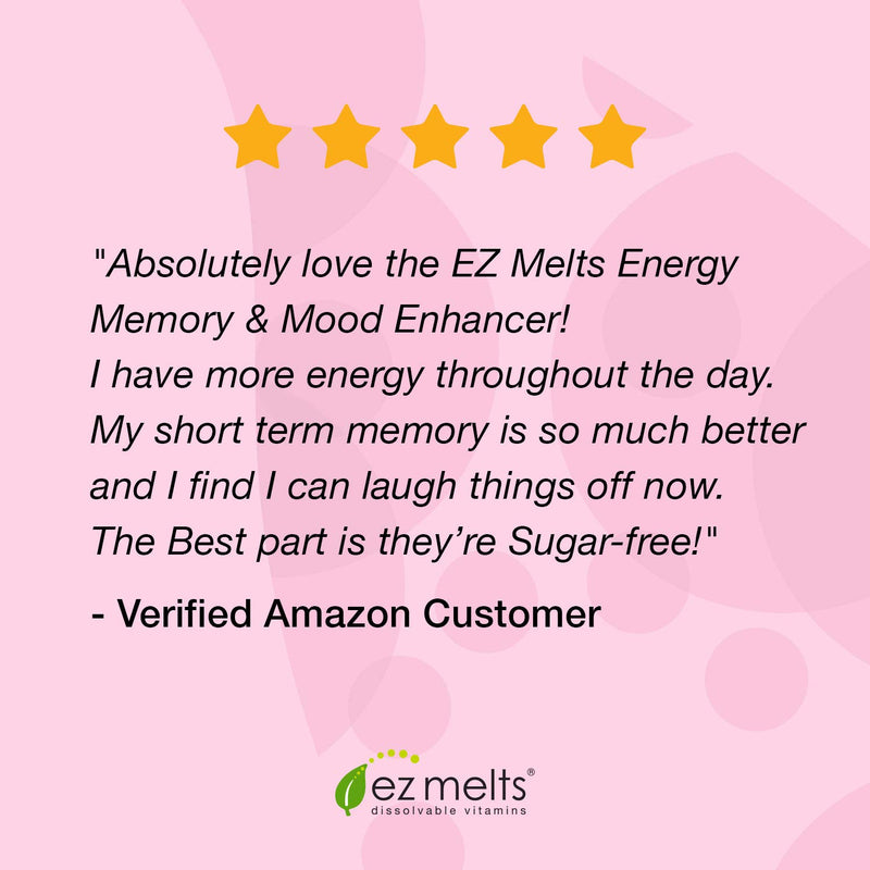 EZ Melts Energy Memory & Mood Enhancer, Methylated B-Complex, Sublingual Vitamins, Vegan, Zero Sugar, Natural Cherry Flavor, 60 Fast Dissolve Tablets - BeesActive Australia