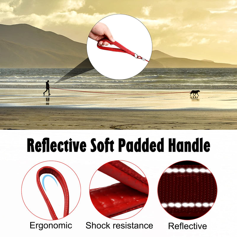Long Dog Leash Chew Proof, Tie Out Cable for Dogs Heavy Duty 10/20/30/50 ft with Carabiner, Dog Leads for Yard for Medium Large Dogs, Durable Dog Long Leashes with Padded Handle for Training Walking Red 30FT - BeesActive Australia