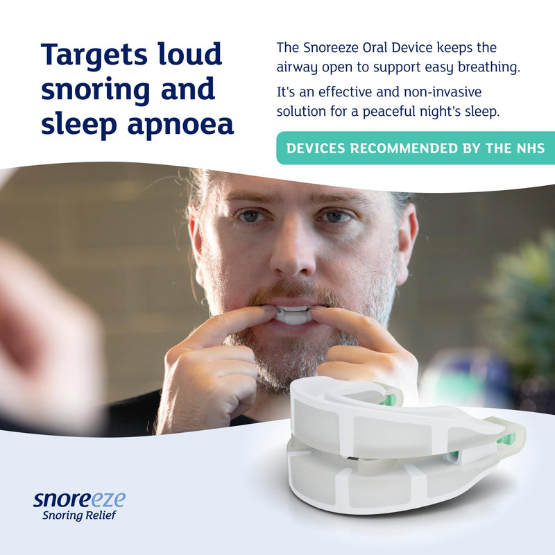 Snoreeze Oral Anti Snore Device - Adjustable Snoring Aids for Men & Women - Mandibular Advancement Device with Mobile App - Anti Snoring Mouthpiece - Sleep Aid to Reduce Snoring and Sleep Apnoea - BeesActive Australia