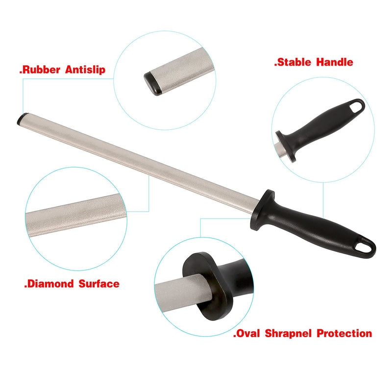Kota Japan 12 in. Diamond Carbon Steel Professional Knife Sharpener Rod | Kitchen, Home or Hunting | Master Chef, Hunter or Home Gourmet Blade Sharpening Rod or Stick - BeesActive Australia