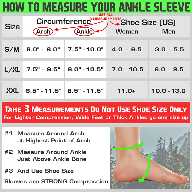 TechWare Pro Ankle Brace Compression Sleeve - Relieves Achilles Tendonitis, Joint Pain. Plantar Fasciitis Sock with Foot Arch Support Reduces Swelling & Heel Spur Pain. Injury Recovery for Sports Black L / XL (see size chart) - BeesActive Australia
