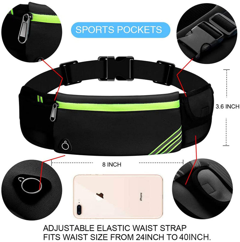 Running Belt Waist Bag Pack, Black Fanny Pack for Women Men, Phone Holder for Running Accessories - BeesActive Australia