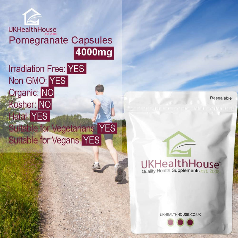 Pomegranate Capsules 4000mg x 90 - 40% Ellagic Acid, Heart Health, Immune System Support, Antioxidant Supplement, Irradiation Free, Non GMO, Vegan - BeesActive Australia