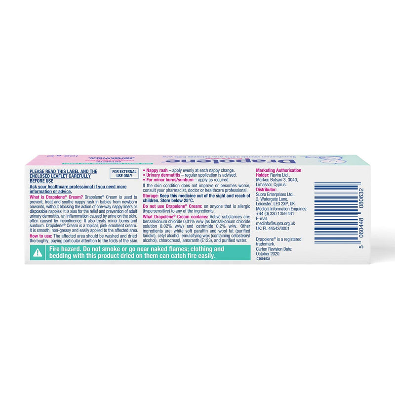 Drapolene Antiseptic Cream for Effective Relief from Nappy Rash by UDG LTD OTC EDI, 100 g - BeesActive Australia