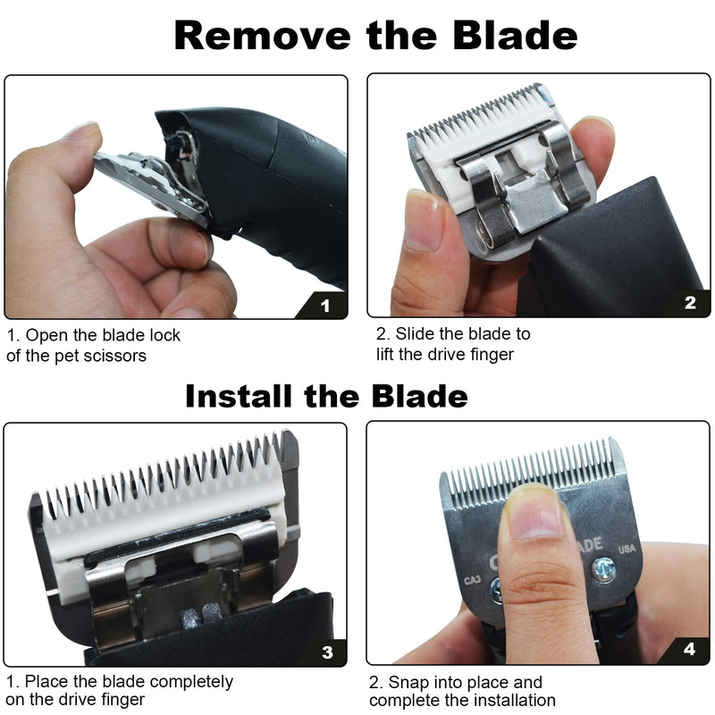 Dog Grooming Clipper Replacement Blades Compatible with Andis/Wahl / Oster Dog Clippers,Detachable Ceramic Blade & Stainless Steel Blade 3pc 10:1/16''(1.5mm) - BeesActive Australia