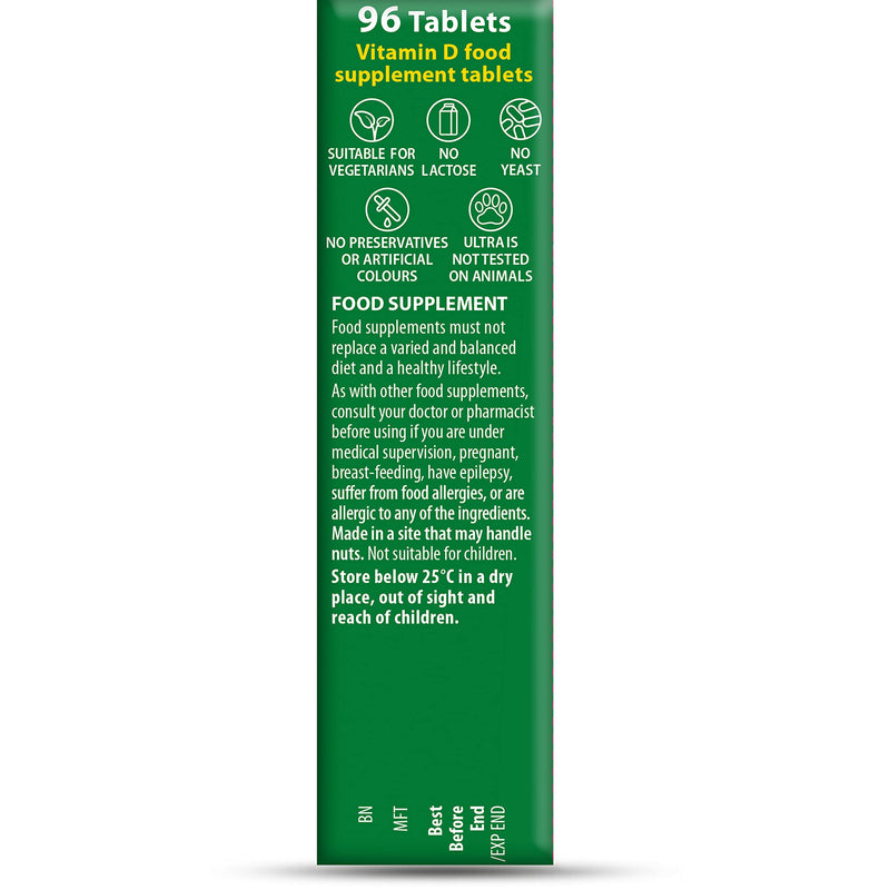 Vitabiotics Ultra Vitamin D Tablets 2000IU Extra Strength - 96 Tablets 96 count (Pack of 1) - BeesActive Australia
