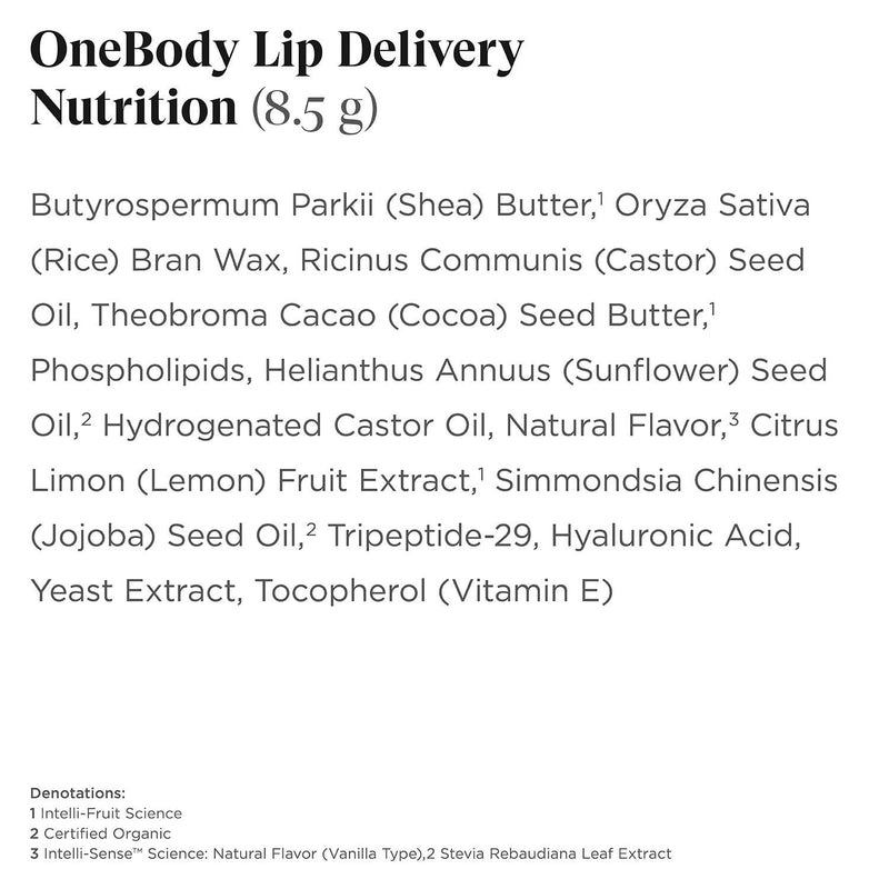 Intelligent Nutrients OneBody USDA Certified Organic Lip Delivery Nutrition - Gluten-Free & Organic Lip Balm (8.5 g) 8.5 g - BeesActive Australia