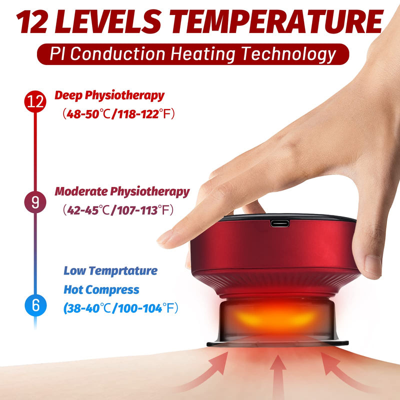 Electric Cupping Set Victop 4 in 1 Vacuum Cupping Massager Machine Smart Cupping Therapy Massager Rechargeable Cups Scraping Tools with 12 Adjustable Suctions Temperatures for Muscle Pain Relief - BeesActive Australia
