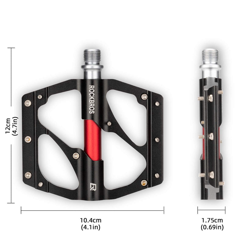 ROCKBROS Bike Pedals Mountain Road Bicycle Pedals Aluminum Flat Pedals 9/16" Sealed Bearing MTB Pedals black - BeesActive Australia