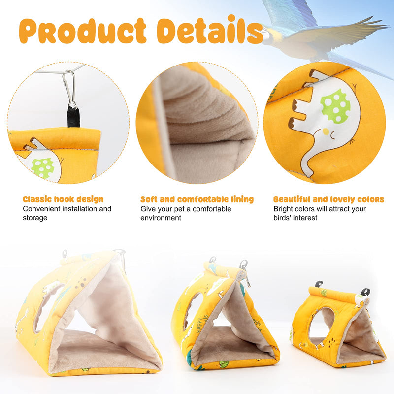 Rypet Winter Warm Bird Nest House - Hanging Hammock Velvet Shed Hut Cage Plush Fluffy Birds Hideaway Sleeping Bed Fuzzy for Parrot Parakeet Cockatiels Budgies Lovebird African Grey Medium (Pack of 1) Yellow - BeesActive Australia