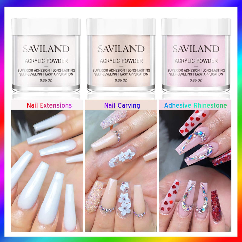 Saviland Acrylic Powder and Liquid Set - Clear Pink Nude Acrylic Nail Kit Powder with Liquid Monomer polymer Acrylic Nail Brushes For Professional Beginners Acrylic Nail Extension kit - BeesActive Australia