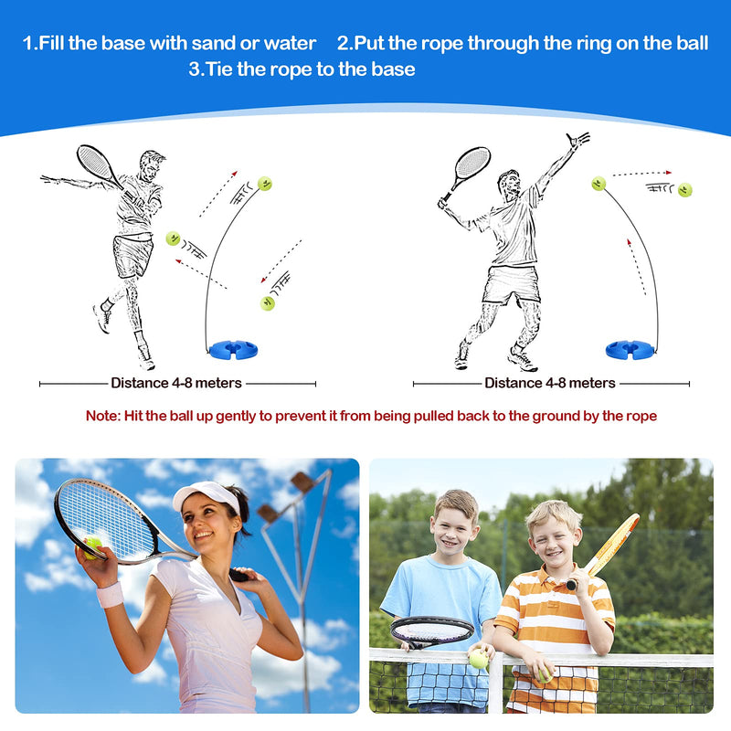 Redllo Solo Tennis Trainer Rebound -Portable Tennis Equipment for Self-Practice Includes 4 String Balls 2 Tennis Vibration Dampeners.Works for Aduls, Kids, Beginners - BeesActive Australia