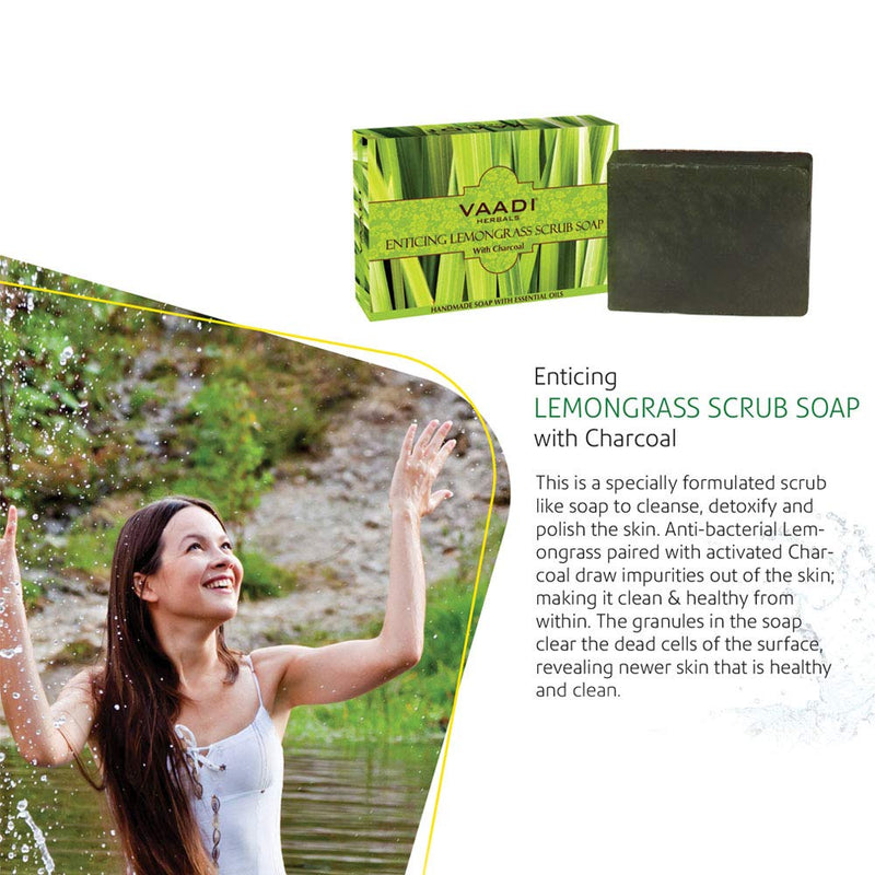 Vaadi Herbals Scrub Soap - Lemongrass 6x75g - BeesActive Australia