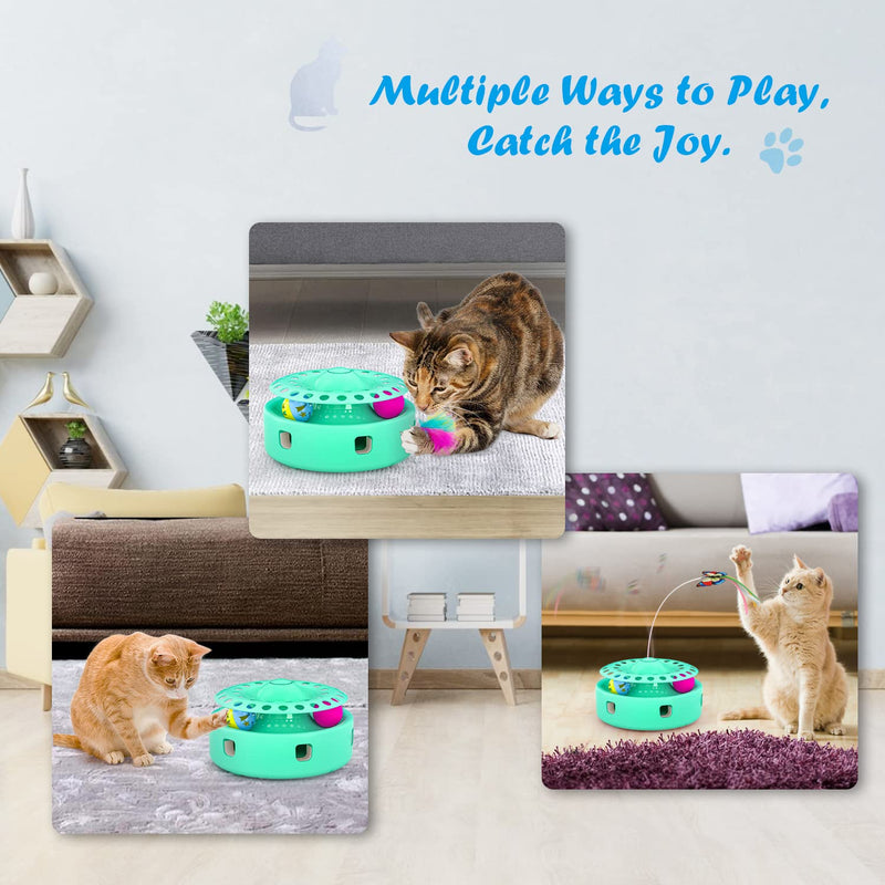Tyasoleil Cat Toys Automatic, New 3 in 1 Cat Interactive Electronic Toys, 6 Holes Whack-A-Mole Mice Toy, Motorized Butterfly Feather Wand, Teaser Bell Ball, Auto On/Off for Exercise Indoor Kitten Pet - BeesActive Australia