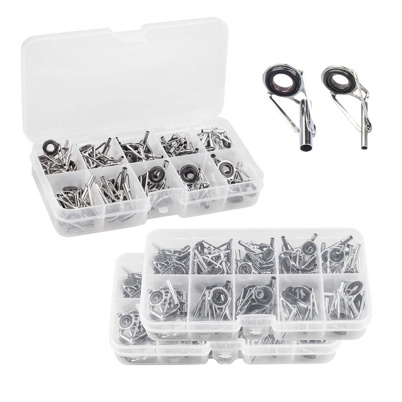 BASUNE Spinning Rod Guides Tip Ceramic Guide with Eyelets, Fishing Rod Guide Replacement Tip Spare Parts Repair and Tips Repair Eye Loop Kit with Box for Spinning Rods Sea Fishing (10 Size - 80Pcs) - BeesActive Australia