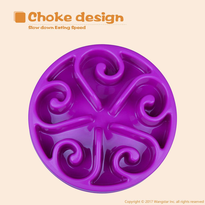 wangstar Slow Pet Bowl Slow Feeder for Dog Cats, Bloat Stop Puzzle Bowl Fun Maze Feeder Slow Feeding Anti-Skid Design M: 8''x1.9'' Purple - BeesActive Australia