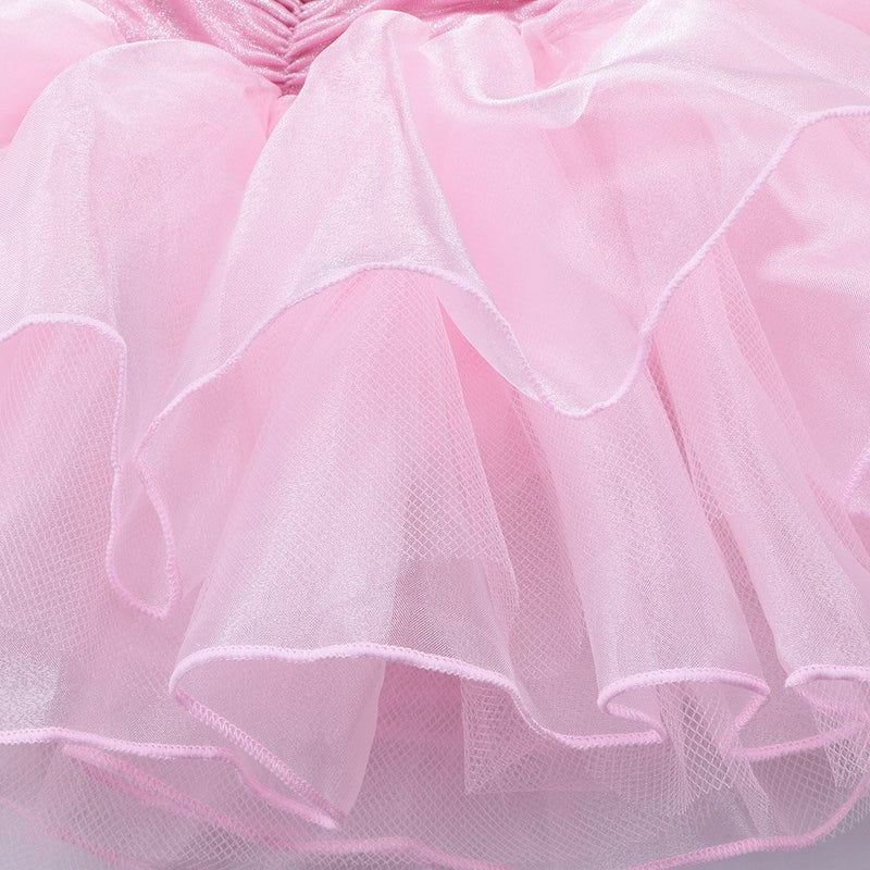 [AUSTRALIA] - TFJH E Little Girls' Sequin Ballet Tutu Dress Kids Flower Strap Athletic Leotard 2-8 Years Large Pink 