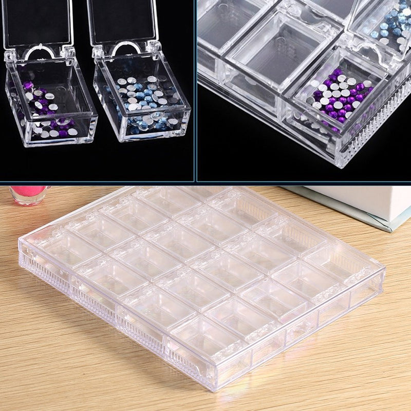 20 Grids Transparent Rhinestone Box Detachable Nail Art Box Acrylic Nail Art Decorations Storage Box Container Case for Storing Nail Art Decorations Rhinestone Beads Non-toxic Harmless - BeesActive Australia
