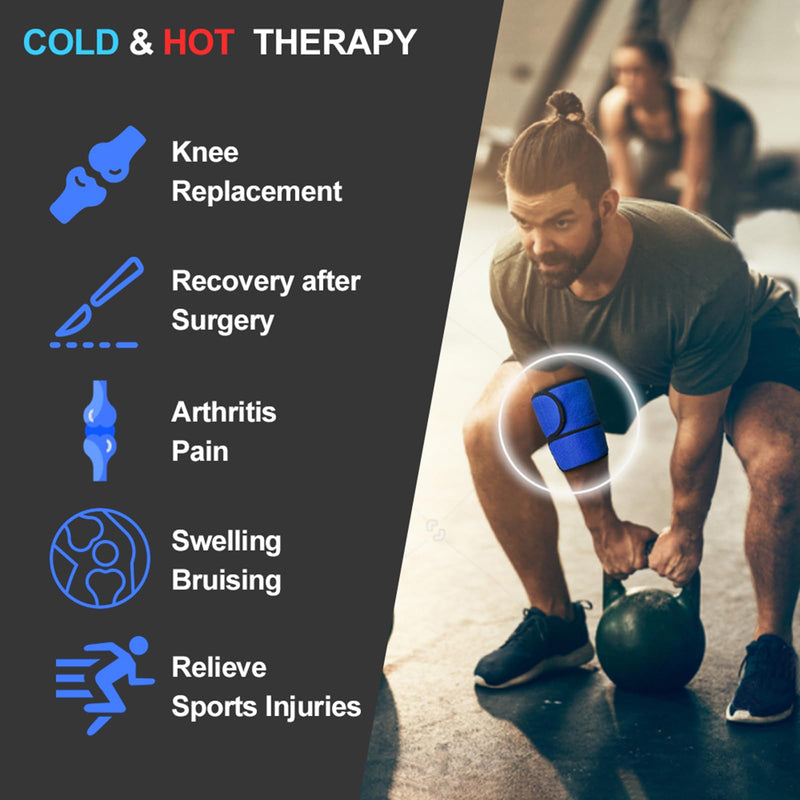 Knee Ice Pack Wrap for Knees Replacement Surgery Reusable Hot Cold Packs for Sports Injuries, 2 Gel Ice Packs & Adjustable Knee Ice Wrap, Hot Cold Compress Therapy Pack for Knee Pain 3 Count (Pack of 1) - BeesActive Australia