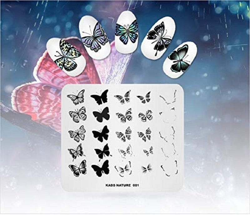 Rolabling 4 Pcs Nail Art Stamping Plate Set Spring Flower Nature Series Image Plates Nail Art Polish Stamping Template Manicure Tools (009) 2 - BeesActive Australia