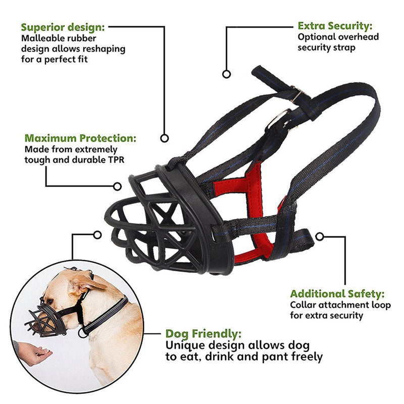 Mayerzon Dog Muzzle, Basket Breathable Silicone Dog Muzzle for Anti-Barking and Anti-Chewing Size2-9/3.2in Black - BeesActive Australia