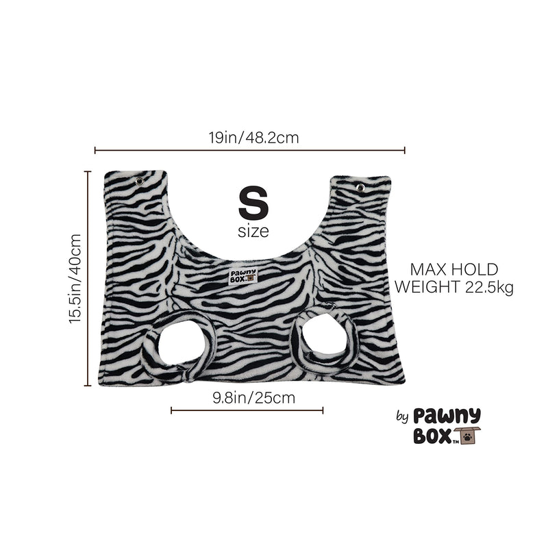 Pawny Box Pet Hammock for Grooming. Dogs and Cats Harness. Dog Holder. Ear, Eye and Nails Care. Hanging Harness. Restraint Bag. Breathable and Comfortable Hammock. Helper. Zebra Small - BeesActive Australia