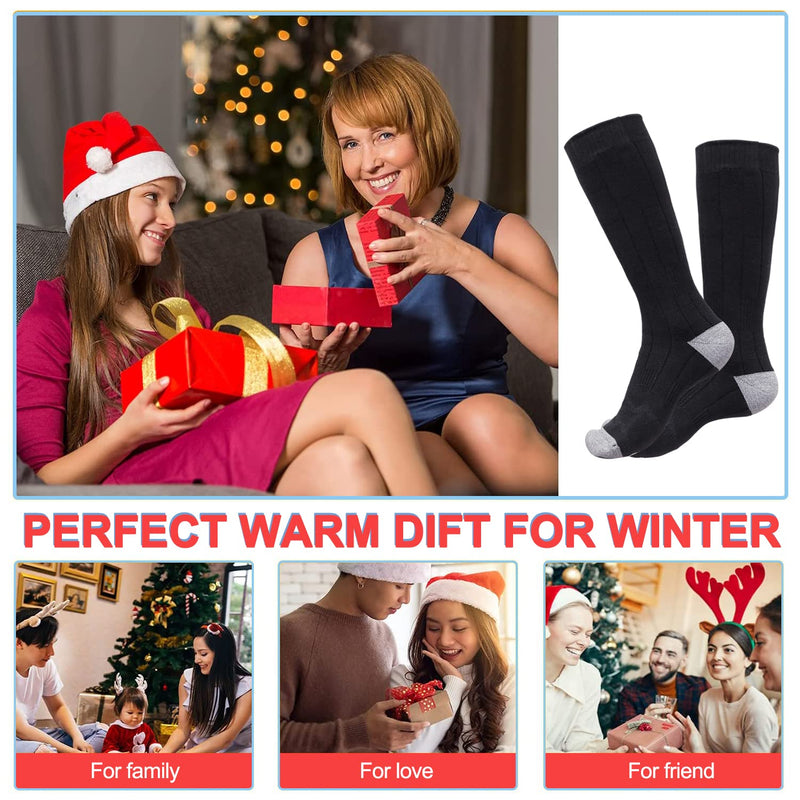 Heated Socks for Men Women, Winter Socks with 2x4000mAh Batteries Rechargeable Electric Socks Winter Warm Socks with 3 Heat Settings for Hunting , Winter Outdoors Sports Black - BeesActive Australia