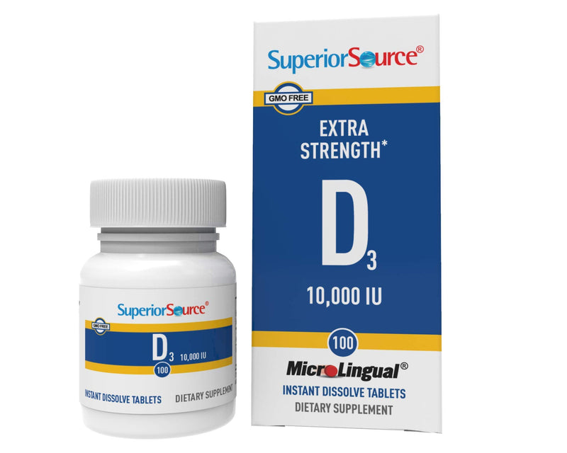 Superior Source Vitamin D3 10000 IU, Under The Tongue Quick Dissolve Sublingual Tablets, 100 Count, Promotes Strong Bones and Teeth, Immune Support, Healthy Muscle Function, Non-GMO - BeesActive Australia