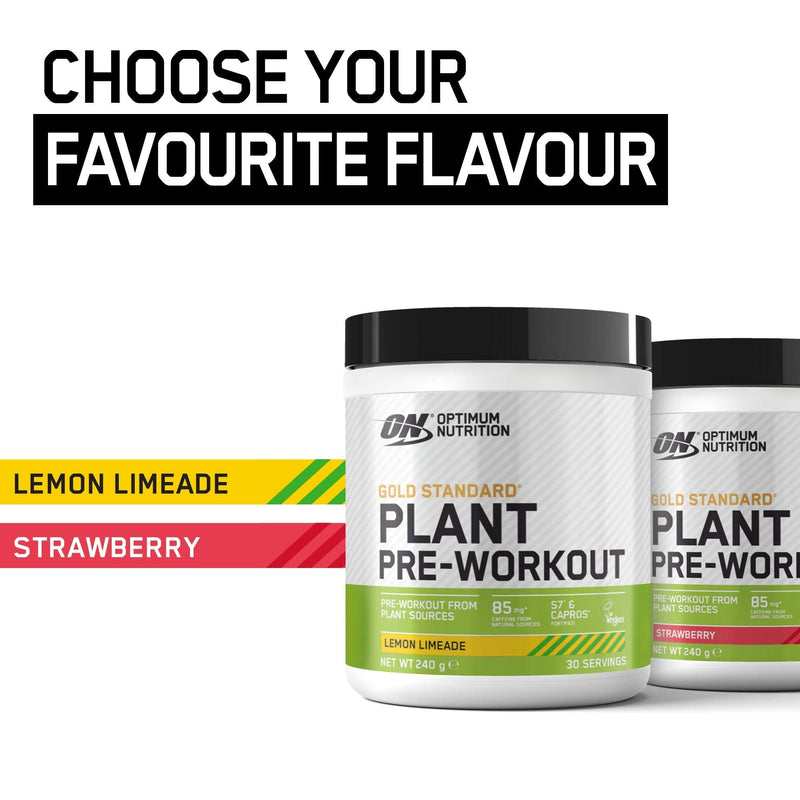 Optimum Nutrition Gold Standard Plant Pre-workout, Plant BasedPowder with Caffeine, Vegan Food Supplement For Men and Women, Lemon Limeade Flavour, 30 Servings, 240 g - BeesActive Australia