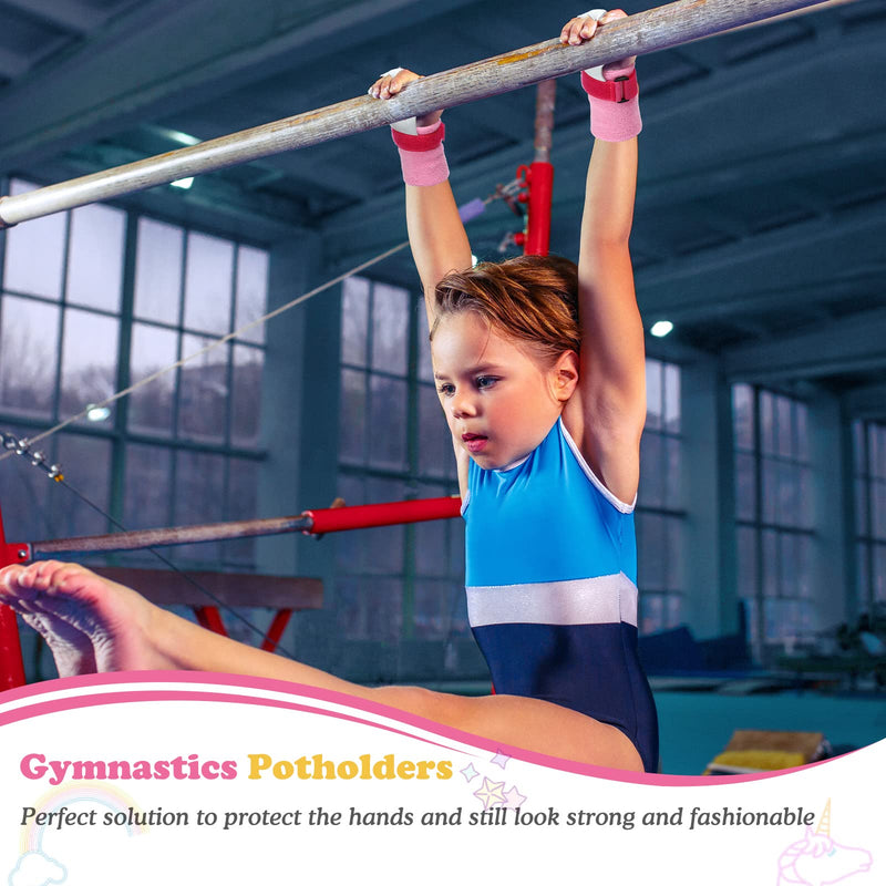 Skylety Sports Gymnastics Grips Wristbands Unicorn Kids Gymnastic Grips Gymnastic Bar Grips with Pink Sweatbands Gymnastics Equipment Hand Grips for Girls Kids Youth - BeesActive Australia