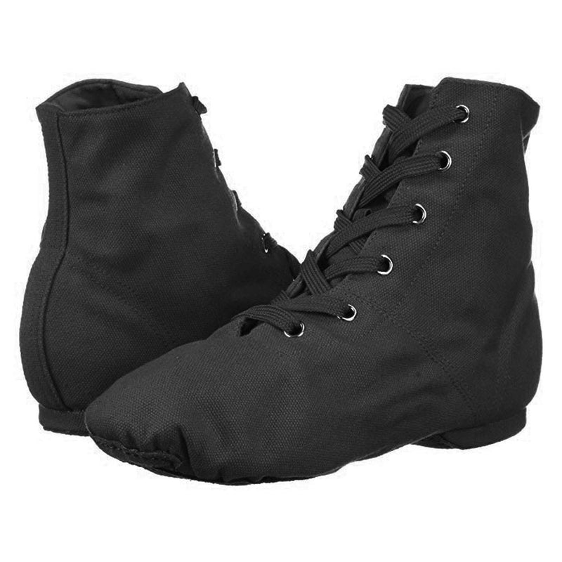 [AUSTRALIA] - Danzcue Womens Canvas Lace up Jazz Boot Shoes 4.5 Black 