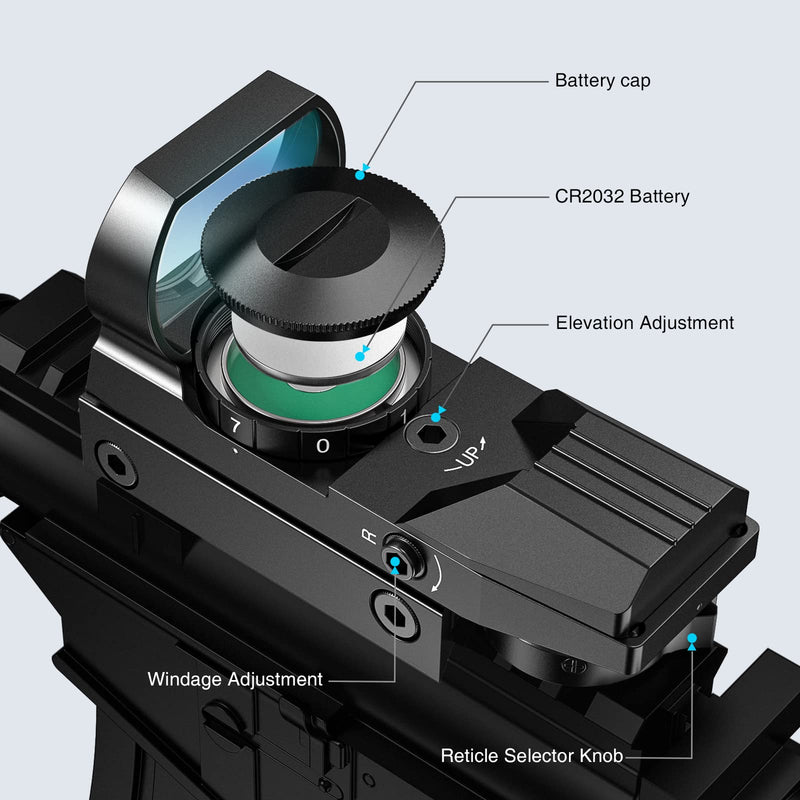 EZshoot Red Dot Sight Reflex Sight , 4 Adjustable Reticles Holographic Optic with 20mm Rail Mount - BeesActive Australia