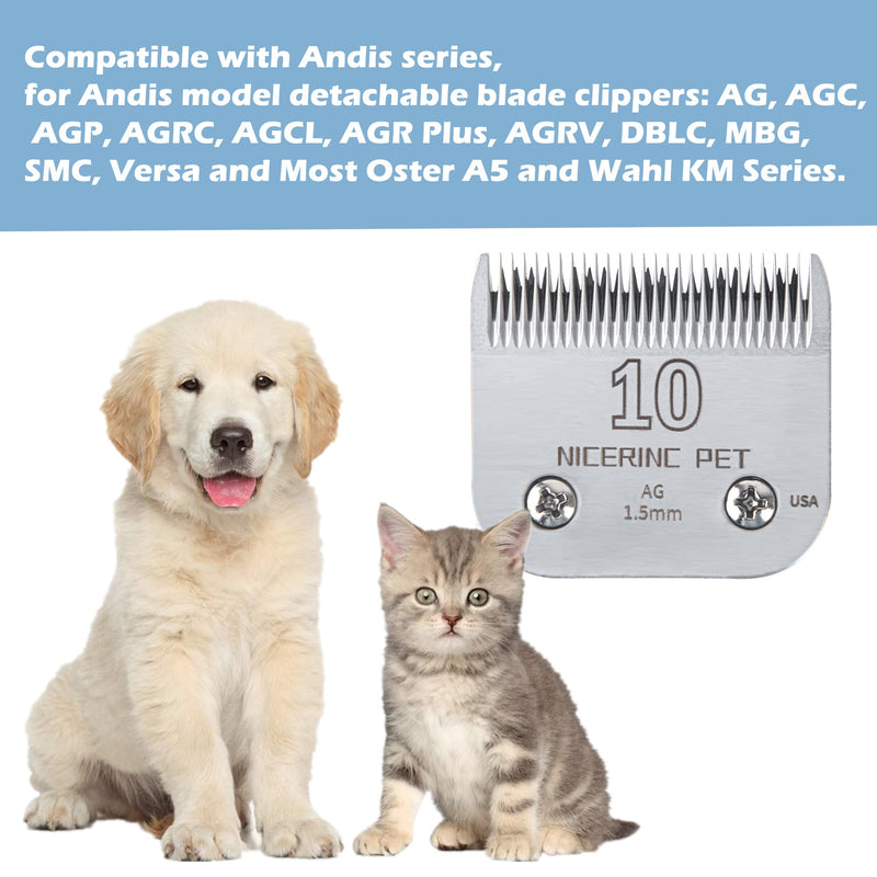 Detachable Pet Clipper Blades Compatible with Most Oster A5&Wahl KM Series Clippers, Dog Clippers for Grooming, Andis Clippers #10:1/16"(1.5mm) - BeesActive Australia