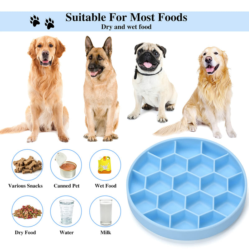 ALLYGOODS Silicone Slow Feeder Dog Bowl - Non Slip Dog Food Bowl with Anti-Tipping Bottom Suction Cup - Easy Cleaning Slow Feeder - Prevents Gulping and Vomiting Dog Feeder Large (Pack of 1) Blue - BeesActive Australia