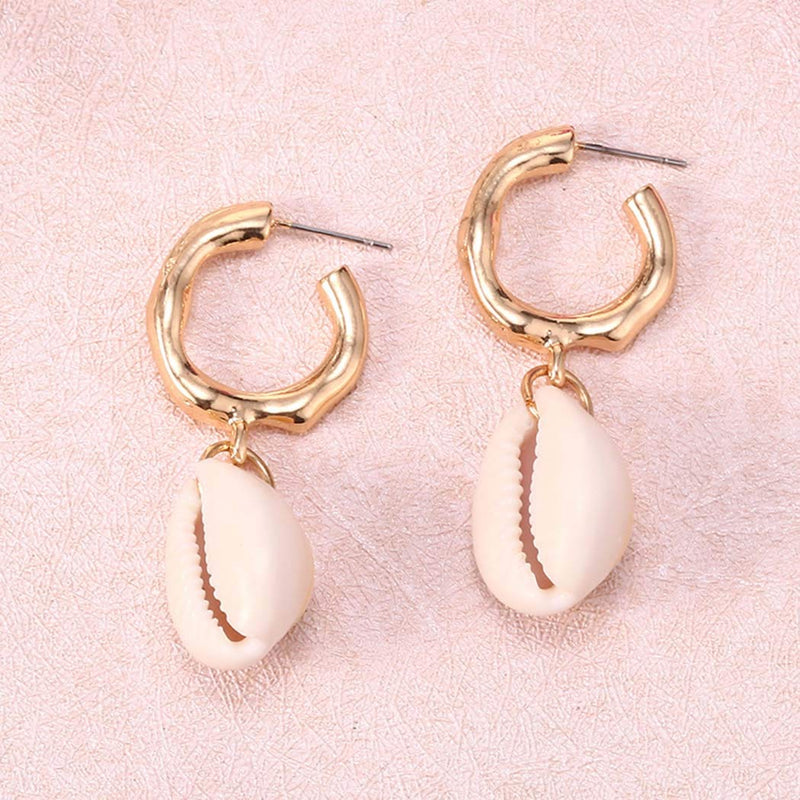 Ajacry Boho Seashell Earrings Gold Circle Ear Earrinngs Ear Pendants Accessories Jewelry for Women and Girls - BeesActive Australia