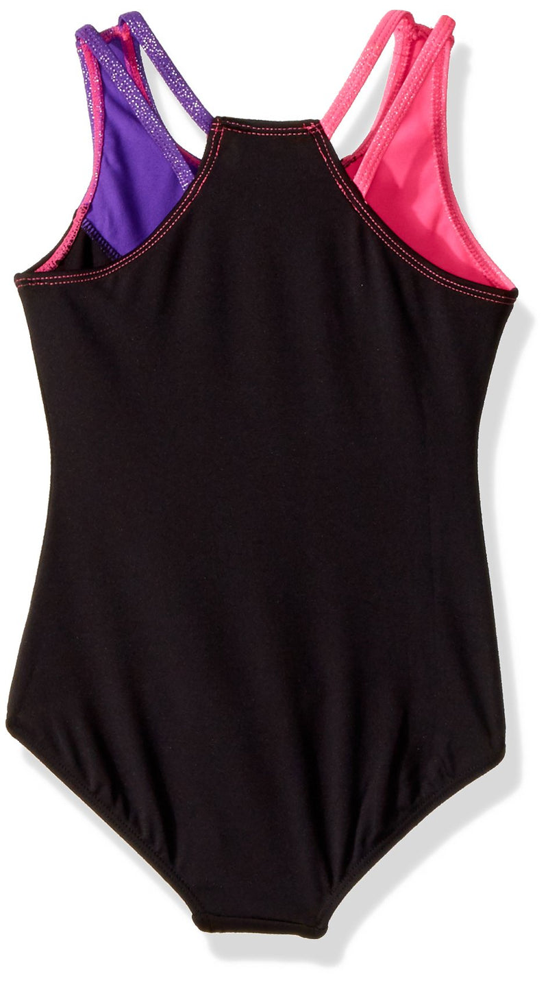 [AUSTRALIA] - Jacques Moret Girls' Fun Gymnastics Leotard X-Small Rainbow Triangles Pink and Black Colorblock 