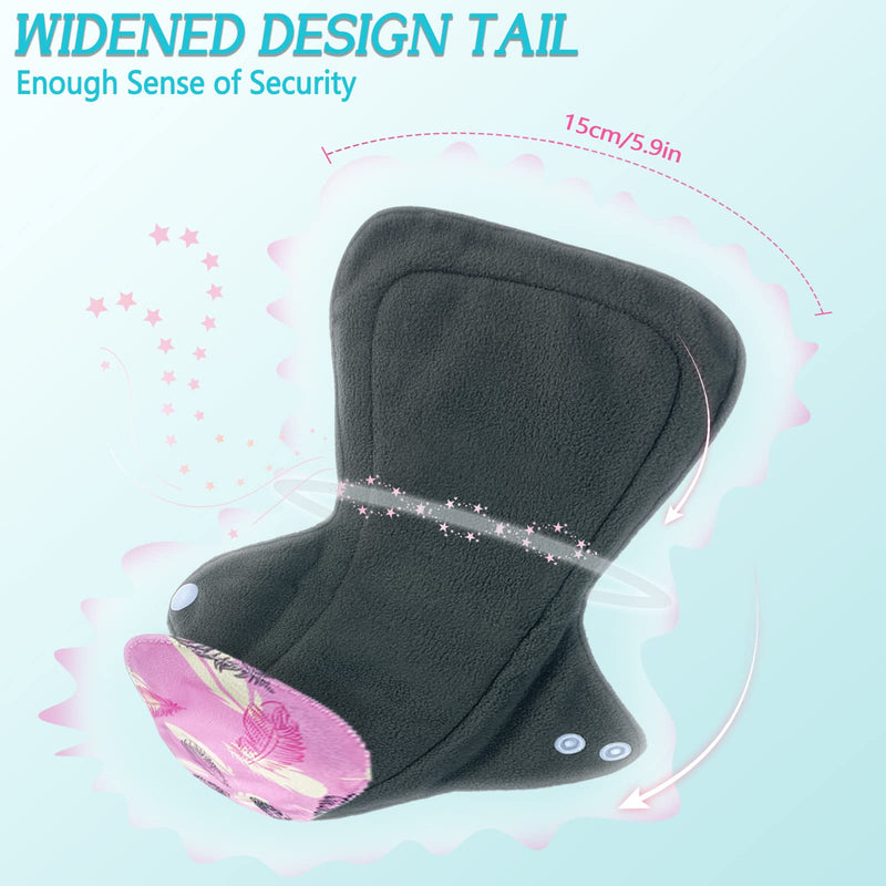 ZCOINS Reusable Sanitary Towels Heavy Flow 4 Pieces 34 cm Washable Sanitary Pads Long Night, with 1 Wet Bag - BeesActive Australia