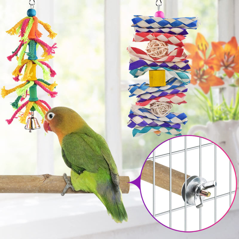 KATUMO Small Bird Toys, Natural Wood Ladder Colorful Bamboo Hanging Shredding Toys Parrot Chew Wooden Blocks Bird Perch for Parakeets, Conures, Cockatiels, Budgies, Love Birds and Other Small Birds - BeesActive Australia
