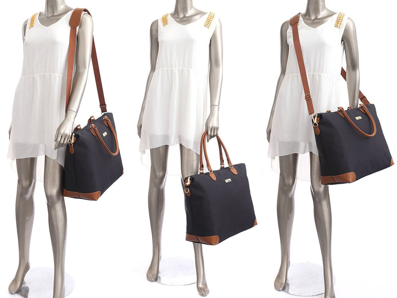 NNEE Large Oversized Water Resistance Nylon Tote Bag With Multiple Pocket Design - Black 2 - BeesActive Australia
