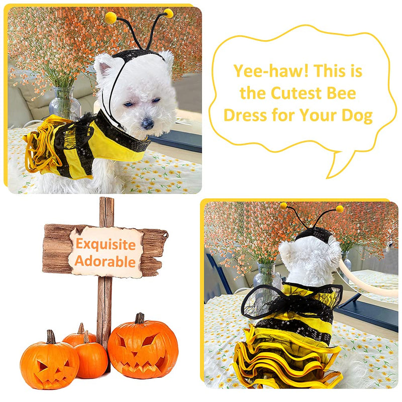 Dog Bee Costume Halloween Costumes for Dogs, Halloween Bee Dog Costume Pet Bumblebee Dress Costume, Dog Bumblebee Costume Funny Pet Halloween Outfit with Cap for Small Medium Large Dogs Cats - BeesActive Australia