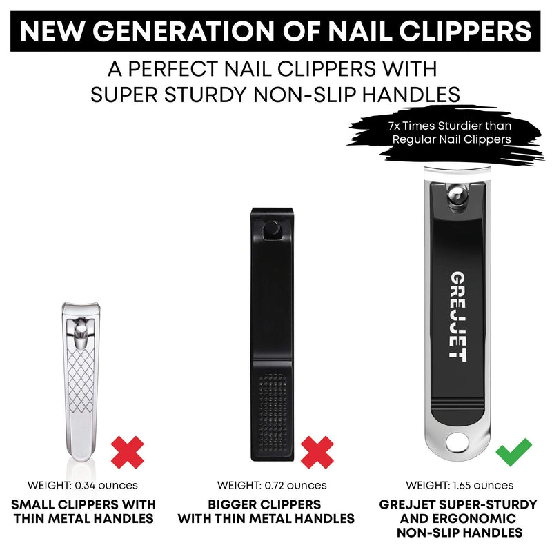 GREJJET Professional Grade Nail Clippers Set - Toenail Clipper for Thick Nails, Fingernail Clipper, Emery Board for Filing & PVC Storage Bag - Luxurious Manicure Set for Men & Women - Sharp Blades - BeesActive Australia