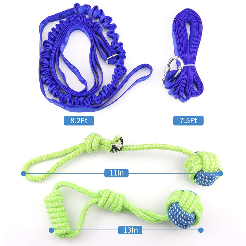 Outdoor Hanging Bungee Dog Toy - Interactive Dog Tug Toy with Dog Rope Toys for Small to Large Dogs - Best for Tug of War, Bite Training, Pull Exercise, Solo Play Green Chew Rope - BeesActive Australia