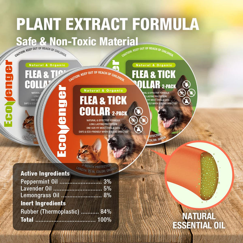 EcoVenger Dog & Cat Collar Repellent 2-Pack White, Built-in Pant-Based Formula Strong Repellency Slow Release, Lasting Deterrence and Protection, Pleasant Aroma, Waterproof Orange - BeesActive Australia