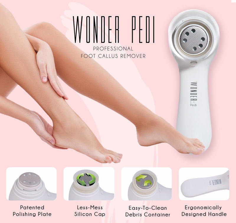 Electric Callus Remover Electronic Foot File to Shave Hard Cracked Dead Skin Professional Pedicure Tool Foot Care by Wonder Pedi (Callus Remover) - BeesActive Australia