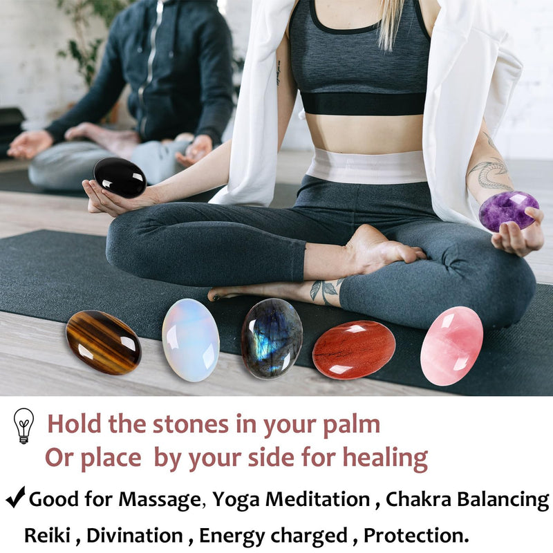 XIANNVXI 2.4" Large Black Obsidian Crystal Stone Polished Palm Healing Gemstone 0.7" Thick Pocket Worry Stone Crystal for Massage Reiki Stress Relief Balancing Meditation Accessories C - Obsidian - BeesActive Australia