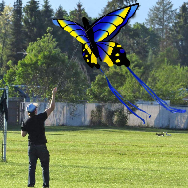 HENGDA KITE for Kids and Adults Amazing Colorful Butterfly Kite for Outdoor Games and Activities Single Line Kite with Flying Tools Blue - BeesActive Australia