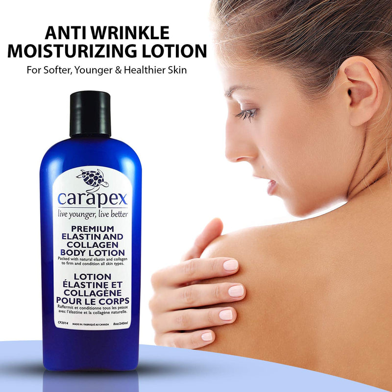 Carapex Premium Elastin & Collagen Body Lotion, Natural Firming & Moisturizing for Sensitive, Aging Skin, with Shea Butter, Vitamin E, Fragrance Free 8oz (Single) Single - BeesActive Australia