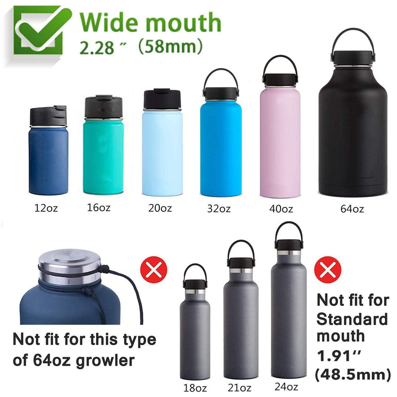 Top Souls Wide Mouth Straw Lids Compatible with Most Sports Water Bottles, 2 Lids 2 Long Straws 2 Brushes in 1 Value Pack Alpine & Black - BeesActive Australia