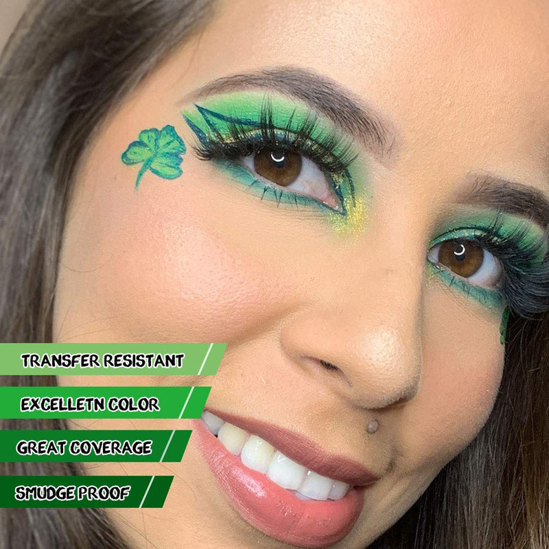 Bowitzki Water Activated Split Cake Eyeliner Retro Hydra Liner Makeup Mid Green and Green Color Face Body Paint Leaf - BeesActive Australia