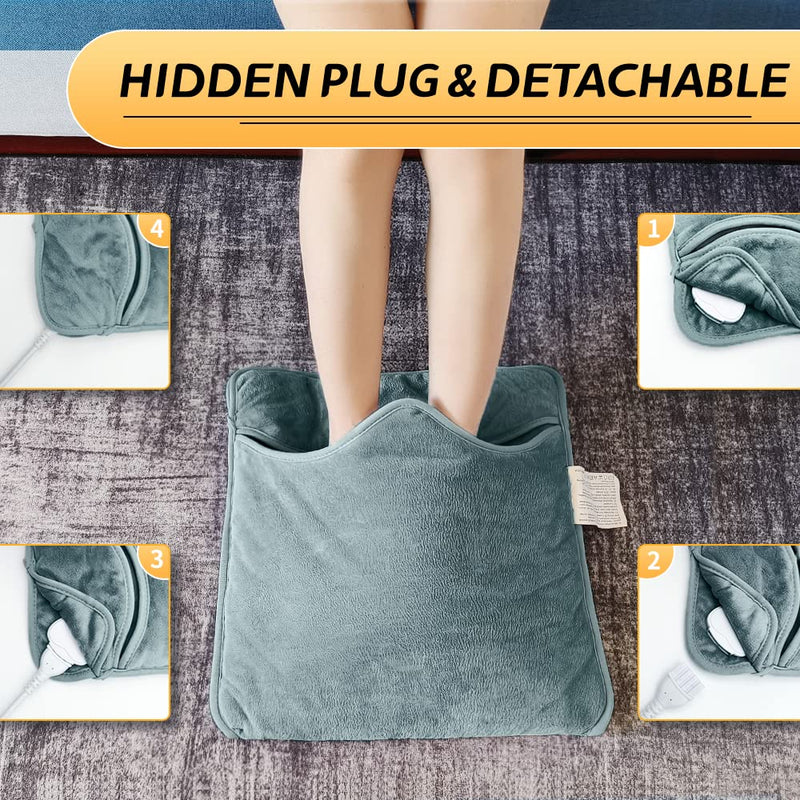 Cuplu 40x40 Electric Foot Warmer, Auto Shut Off - Washable Electric Feet with 6 Heat Levels 4 Timers, Warmer Fast Heating Pad Cushion for Foot, Back and Full Body for Women Men(Darkgray)� - BeesActive Australia